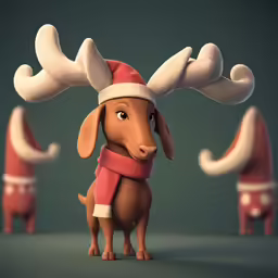 a toy dog in a red christmas hat