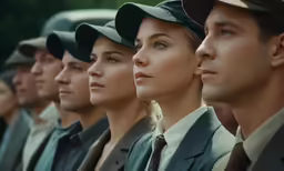 a group of people standing next to each other