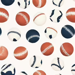 a background with several different types of baseballs