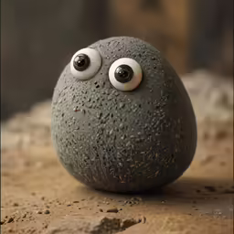 an odd looking rock with eyes on top