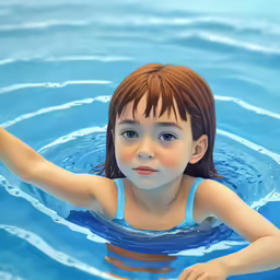 a cartoon depicting a girl swimming in a pool