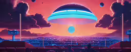 a very unusual structure standing in the clouds,a futuristic landscape that looks like a spaceship with the sun in the distance