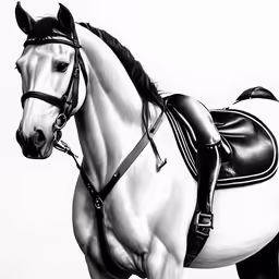 drawing of the back side of a white and black horse