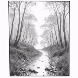 an old path goes through the forest into the light