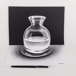 a glass and saucer with a liquid inside