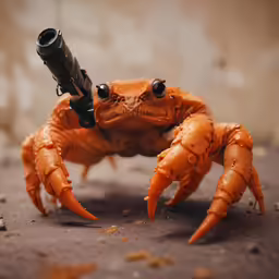 a crab is looking at something with its hand