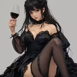 a 3d fantasy of a woman with a glass of wine