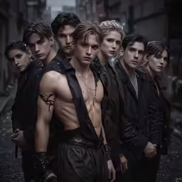 men wearing jackets, leathers and piercings