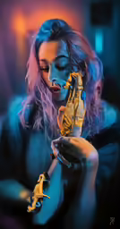 the woman is smoking and holding her phone