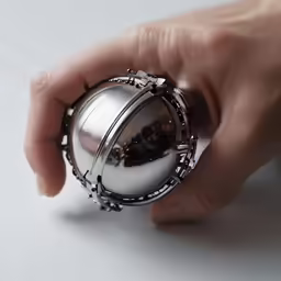 an image of a person holding up a metal object