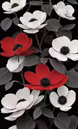 flowers in a bouquet with leaves and water on a black background