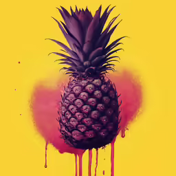 a black pineapple dripping from dripping blood