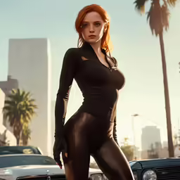 a young woman posing for the camera in a sexy bodysuit