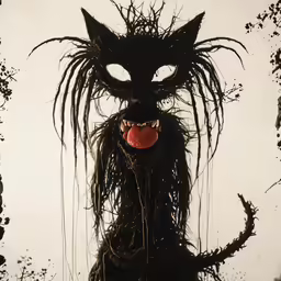a creepy mask is sitting in front of an animal