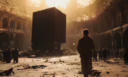 a man standing on the floor in an old building