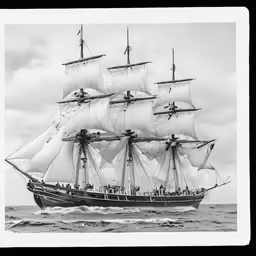 an old photo of a ship sailing in the ocean