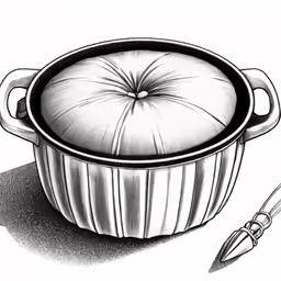 a drawing of a pot with a lid on top of it