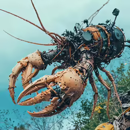a big crab made from some kind of machinery