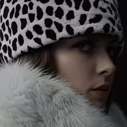 a woman with long hair in a hat