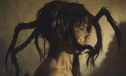 the woman has large, black, hairy hair