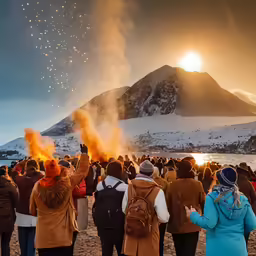 there are several people that are watching the fireworks