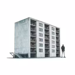a man is standing outside of a building