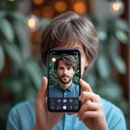 a young man taking a selfie in his iphone