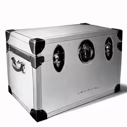 a trunk sitting in the middle of a room