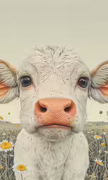 the cow is outside looking down the meadow