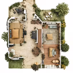 a floor plan of a home with two living areas