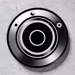 the circular silver and black design has a white background