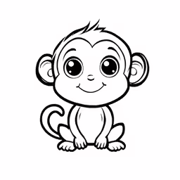 a cartoon monkey sitting down and smiling