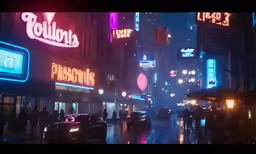 people walk on a rainy night down the street