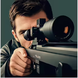 man wearing a black leather jacket and sunglasses shooting a video camera