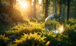 an image of a glass ball in the grass