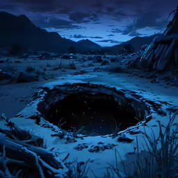 a black hole in the middle of a dark sky