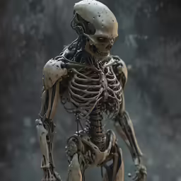 a robot in the process of rereating his body