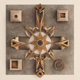 a wooden ornament made from four dimensional shapes