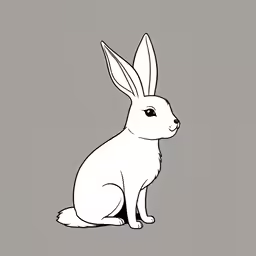 the outline of a rabbit sitting down with one foot up on its hip