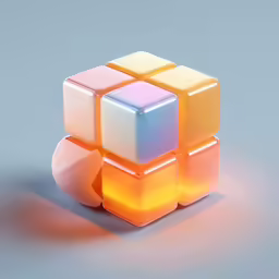 an object with three colored squares sitting on top of it