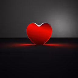 a red heart with some light on it