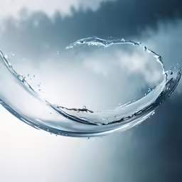 a beautiful, artistic photo of a water swirl with the clouds in the background
