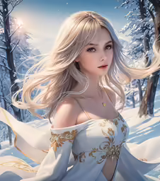 a woman in the snow with blonde hair