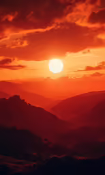 a very nice sunset over some mountain range