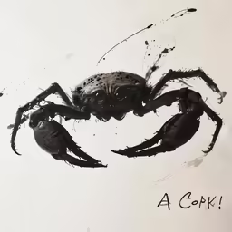 a drawing of a spider with captioning it is a cock