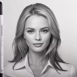 the drawing of a woman is made in colored pencils
