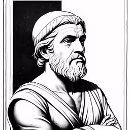 a black and white image of an old man with a beard