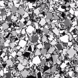 a mixture of broken glass pieces arranged in different shapes