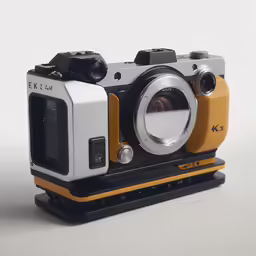 an old fashioned camera on stand with white background