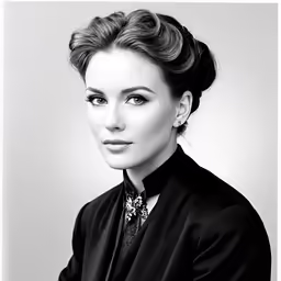 a woman in a black shirt and neck tie
